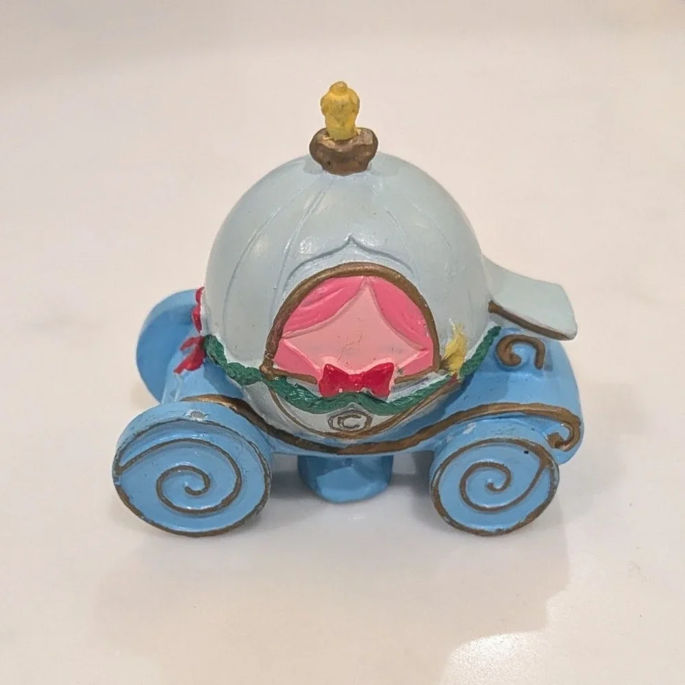 Disney Cinderella Pumpkin Carriage Figurine Blue Gold Princess Miniature Decor